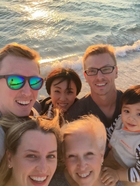 family on beach